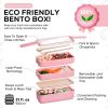 Pink Bento Box Lunch Containers  Portable Microwave Japanese Bento Box Meal Prep Containers For Healthy Food For Adults Women Microwaveable Bowl Plast