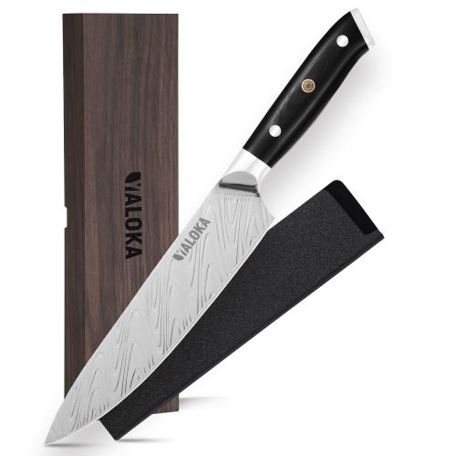 8 Inch Chef Knife Japanese Chef's Knife 7Cr17MoV High Carbon Steel Japanese Knife Full Tang G10 Handle Black Titanium Coated Blade Professional Cookin