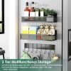 Strong Magnetic Spice Rack with 8 Hooks Fridge Oven Microwave Magnetic Storage Shelves Seasoning Holder